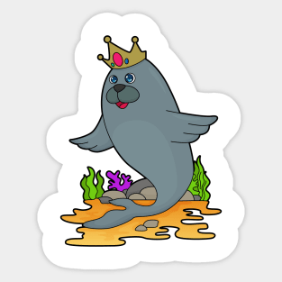 Seal as King with Crown Sticker